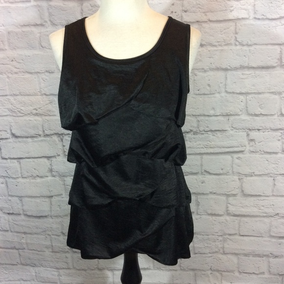 Chico's Tops - Chico's black satin gathered sleeveless top S